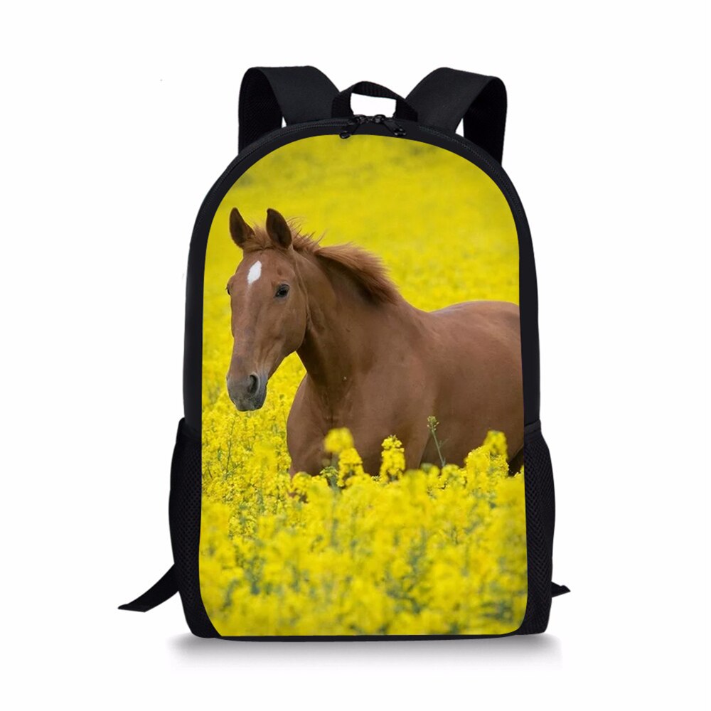 Kids Backpack Flower Horse Prints Pattern Children&#39;s School Bags Cute Toddler Book Bags Women&#39;s Travel Backpack