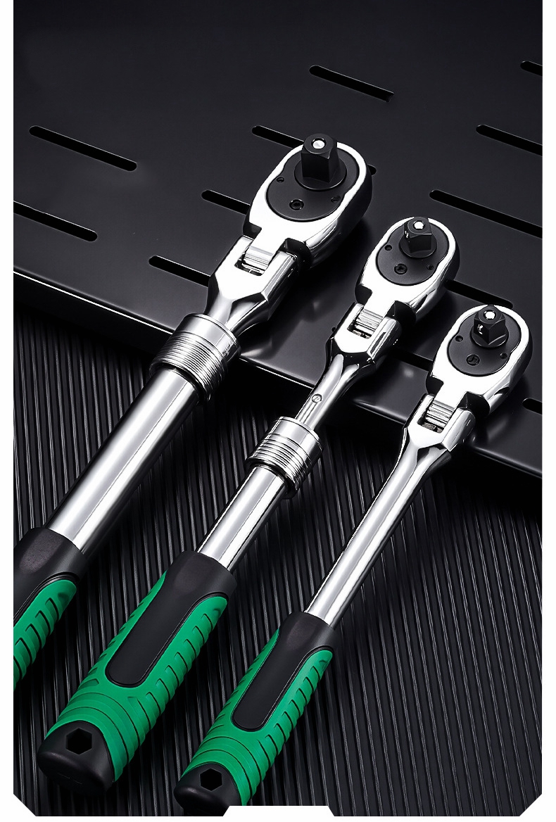 Drive Socket Drive Standaard ratelsleutel, 1/4,3/8,1/2 inch flexibele 72-tands uitschuifbare telescopische dopsleutel