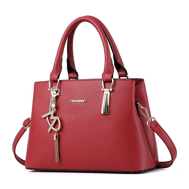 Top-handle Bags Women's Handbag Atmosphere Women's All-match Messenger Bag Casual Women's Leather Handbag: Burgundy