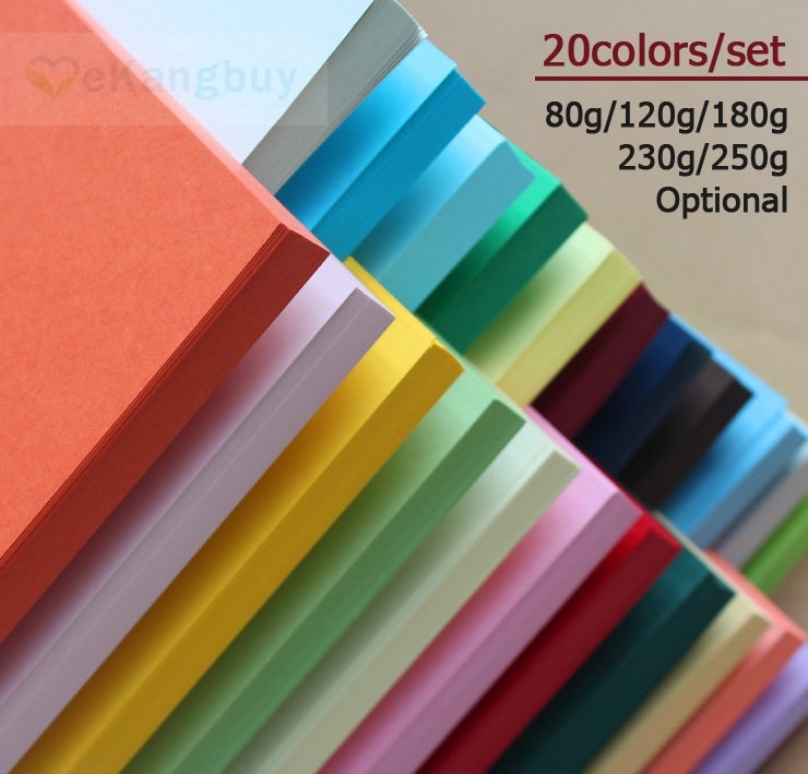 A4 20 väriä/asetettu väripaperi 80g 120g 180g 230g 250g korttipaperi käsityöpaperi
