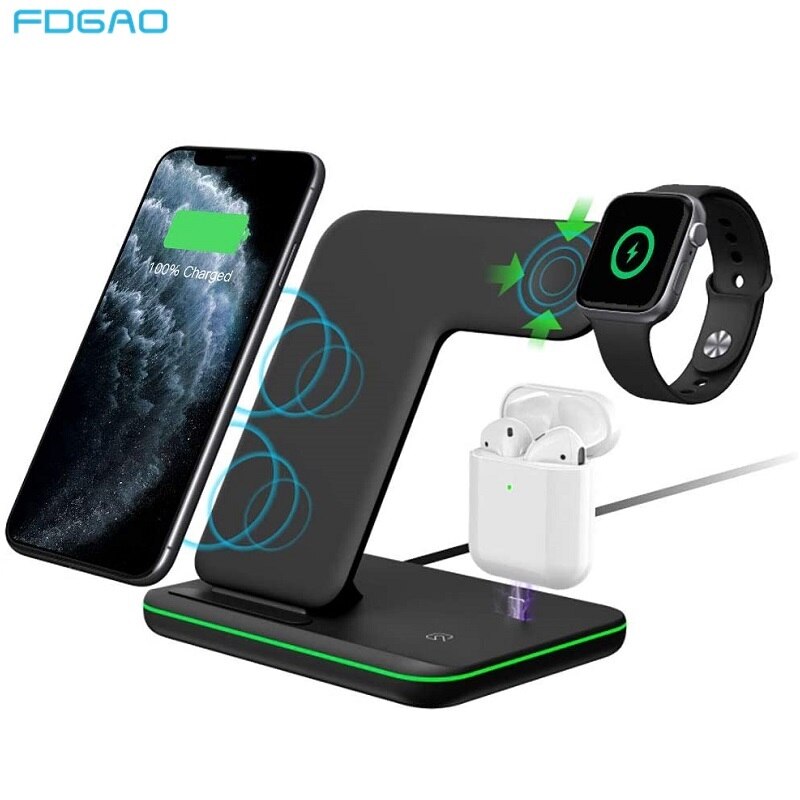 15W 3 in 1 Drahtlose Ladegerät Stehen für iPhone 13 12 11 XS XR X 8 Schnelle Ladung Dock Bahnhof Für Apfel Uhr 7 6 5 4 3 Airpods Profi
