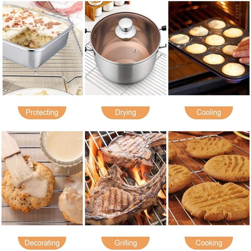 Rustfrit stål wire gitter kølebakke kage mad rack ovn køkken bagning pizza brød grill cookie kiks holder hylde værktøjer