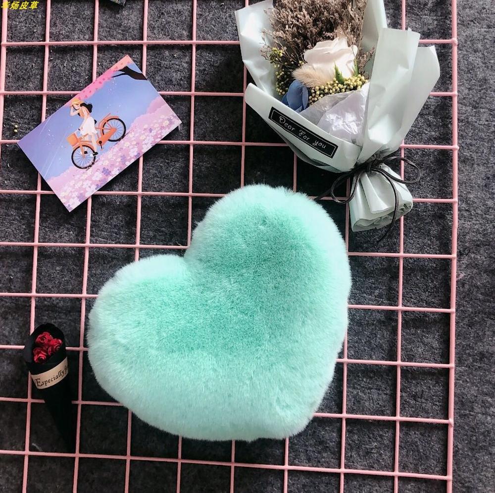 Women&#39;s Heart Shaped Handbags Cute Kawaii Faux Fur Crossbody Bags Wallet Purse Chain Shoulder Bag Lady Handbag: light green