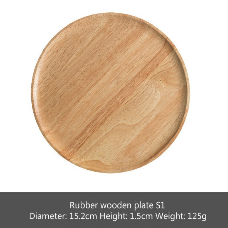 2 Japan-Style Rubber Wooden Tray Acacia Mangium Tableware Household Simple Solid Wood Disc Steak Cake Snack Healthy Wooden Dish