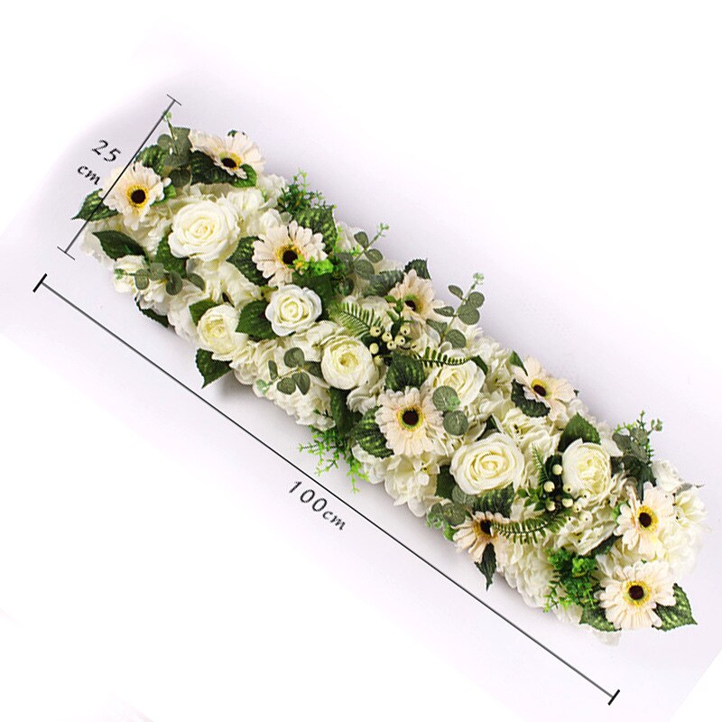 100cm gør-det-selv bryllup blomstervæg kunstig blomst række silke pæon rose scene arrangement dekoration bryllup jern bue baggrund