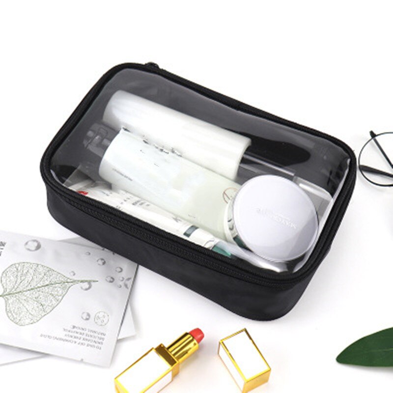Transparent Make Up Bag PVC Cosmetic Bag Makeup Case Capacity Clear Travel Storage Pouch Toiletry Bath Wash Functional Organizer: large size