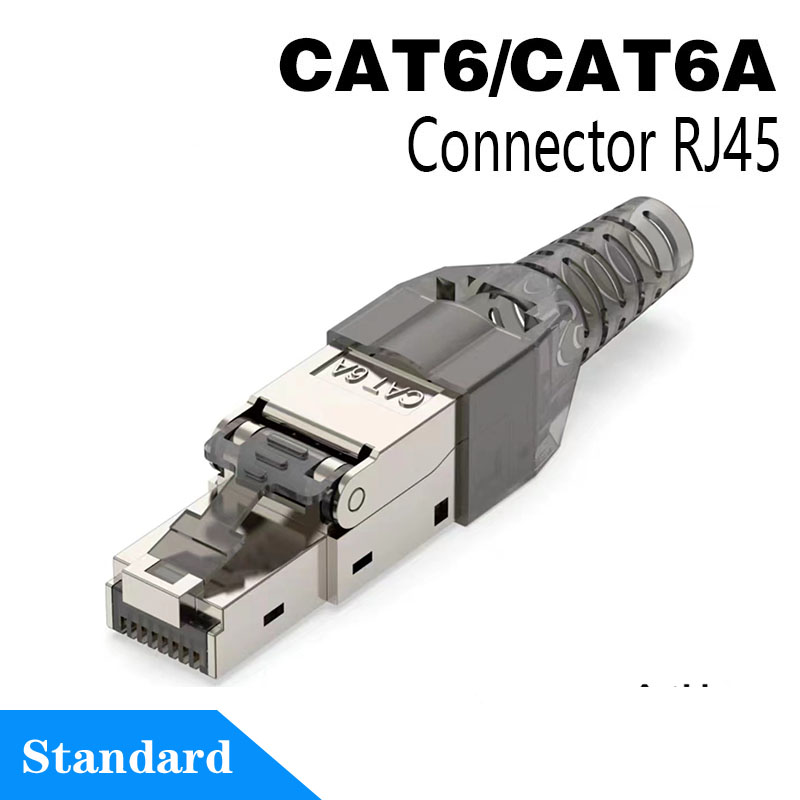 Conectores rj45 cat8 cat7 cat6a, ferramenta de metal, plugue de terminação fácil, 2000mhz, 40g, cabo lan 22awg-24awg, plugue ethernet reutilizável: Branco