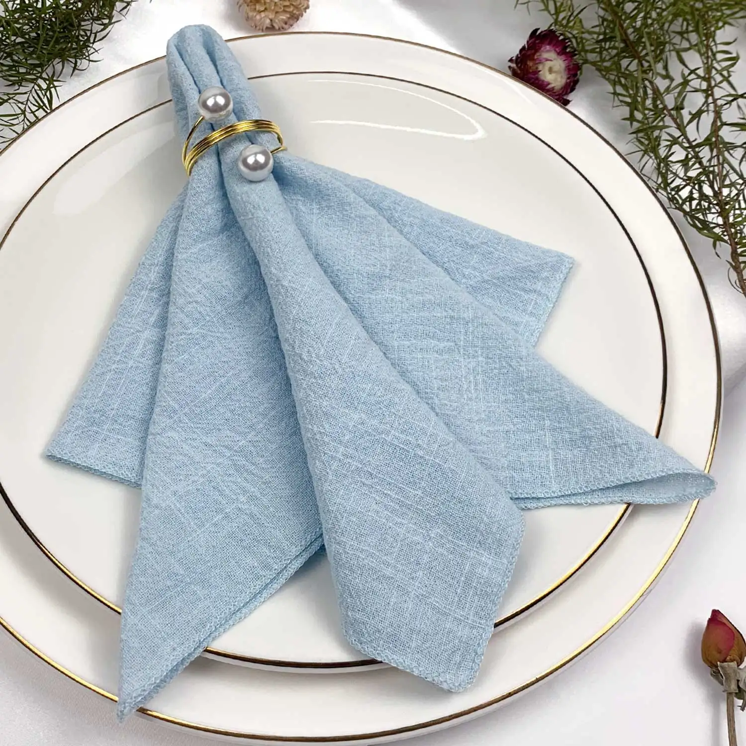 Set van 6 katoenen stoffen servetten gaas saliegroen 30x30cm voor bruiloft decoratie dagelijks gebruik diner theedoek tafel feestservetten: violet