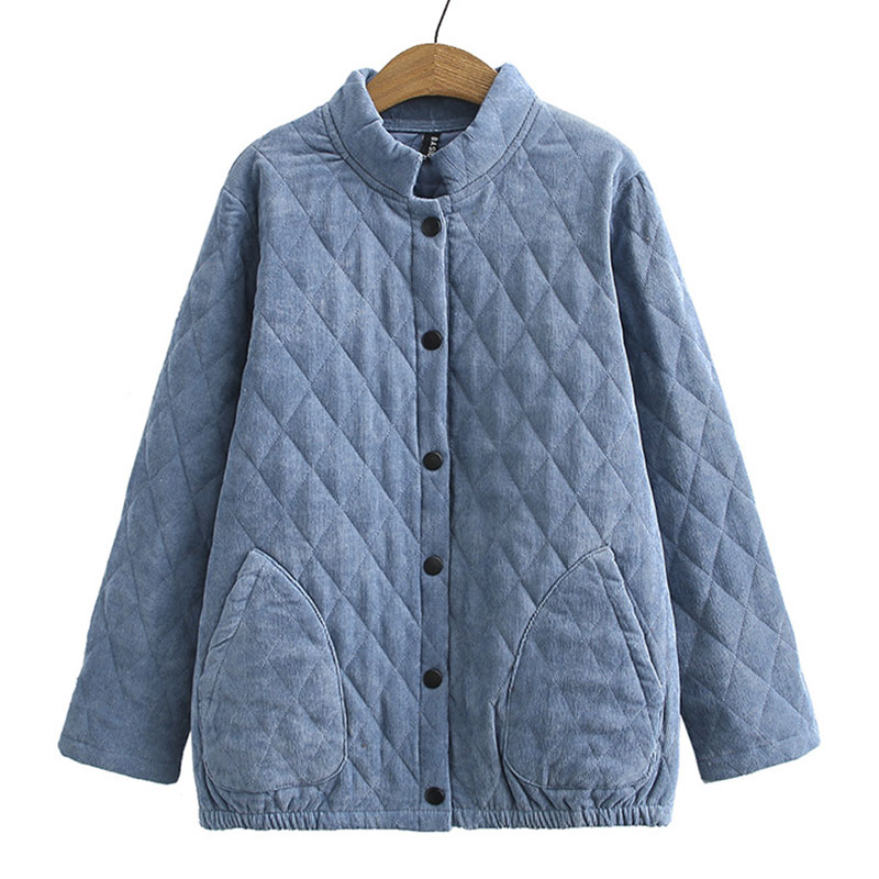 Vinterjackor för kvinna plus size enfärgad enkelknäppt manchester diagonal ficka dam jacka parka dam