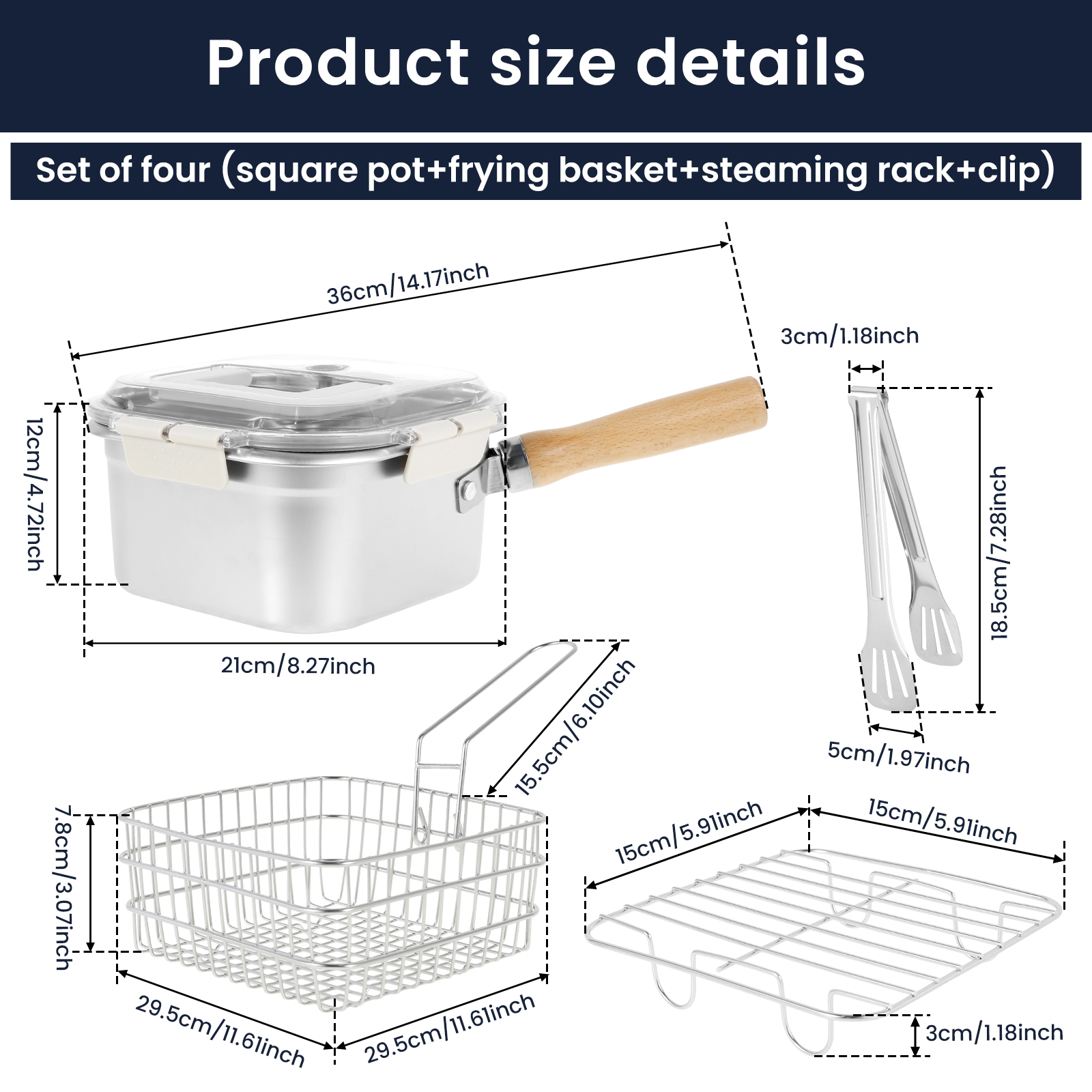 Set Deep Frying Pot Kitchen Fryer With Strainer St... – Grandado