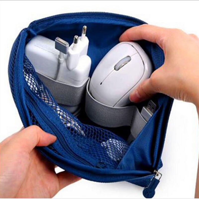 Travel Digital Accessories Storage Bag Mesh Cosmetic Zipper USB Cable Organizer Pouch Wallet