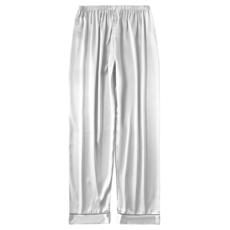 Effen Kleur Zijde Mannen Nachtkleding Satijn Zijde Pijama Broek Comfortabel Ademend Zachte Nachtkleding Casual Losse Homewear