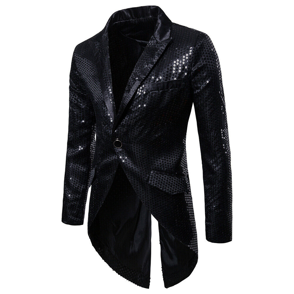Stilfulde herre pailletter smoking frakke mandlige fest ball slim fit blazer frakke formel en knap jakkesæt jakke outwear kjole blazer
