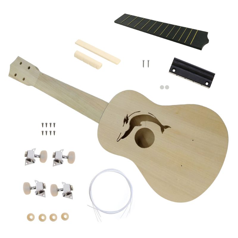 21 inches ufærdig diy ukulele ukelele uke kit basswood body 24bd: 3
