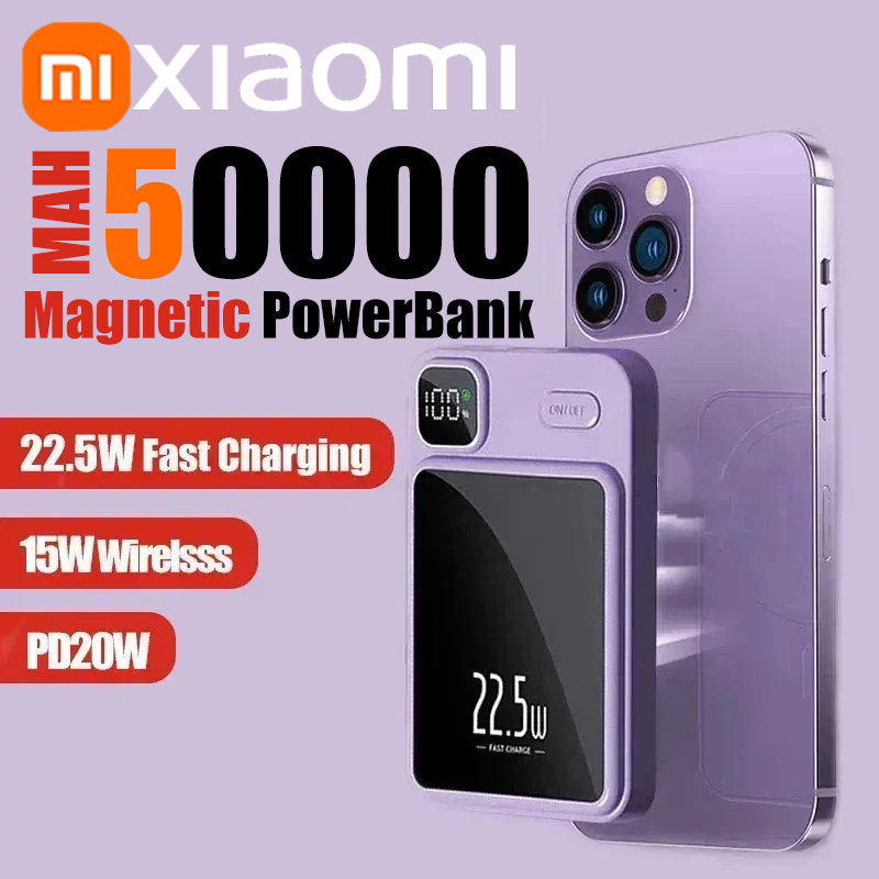 Xiaomi 50000mAh Magnetic Wireless Charger Power Bank Magsafe External Battery Super Fast Charging PowerBank For iPhone 15 16