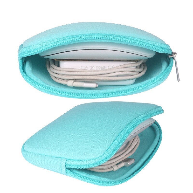 Portable Chic Waterproff & Soft Candy Color Cute Laptop Sleeve Notebook Adapter/Mouse Case Bag For Macbook Bag: Blue