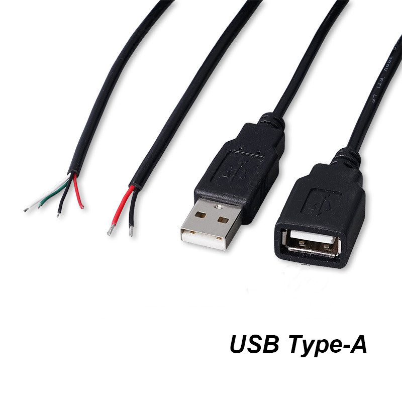 Micro USB hembra Jack 4 pines 2 pines macho hembra fuente de alimentación línea de datos Cable de carga conector de cable de extensión Q1
