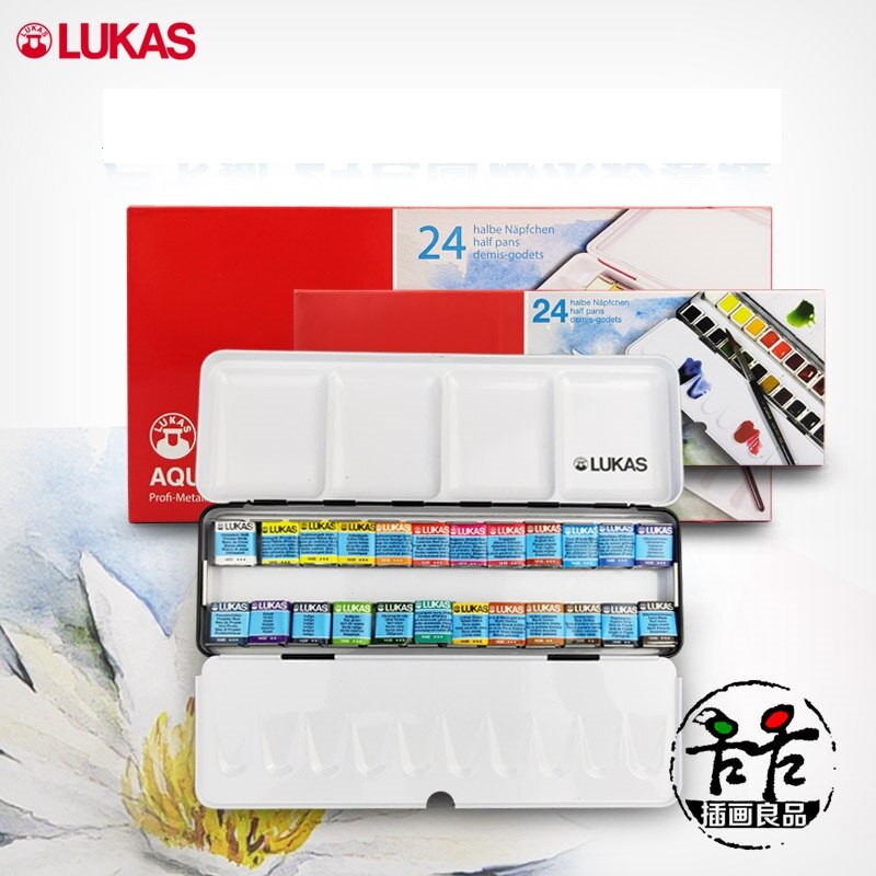 Original importiert Deutsch Lukas 24 farben Solide Aquarell Lack Transparente Wasser Farbe Skizze Tragbare Acuarela