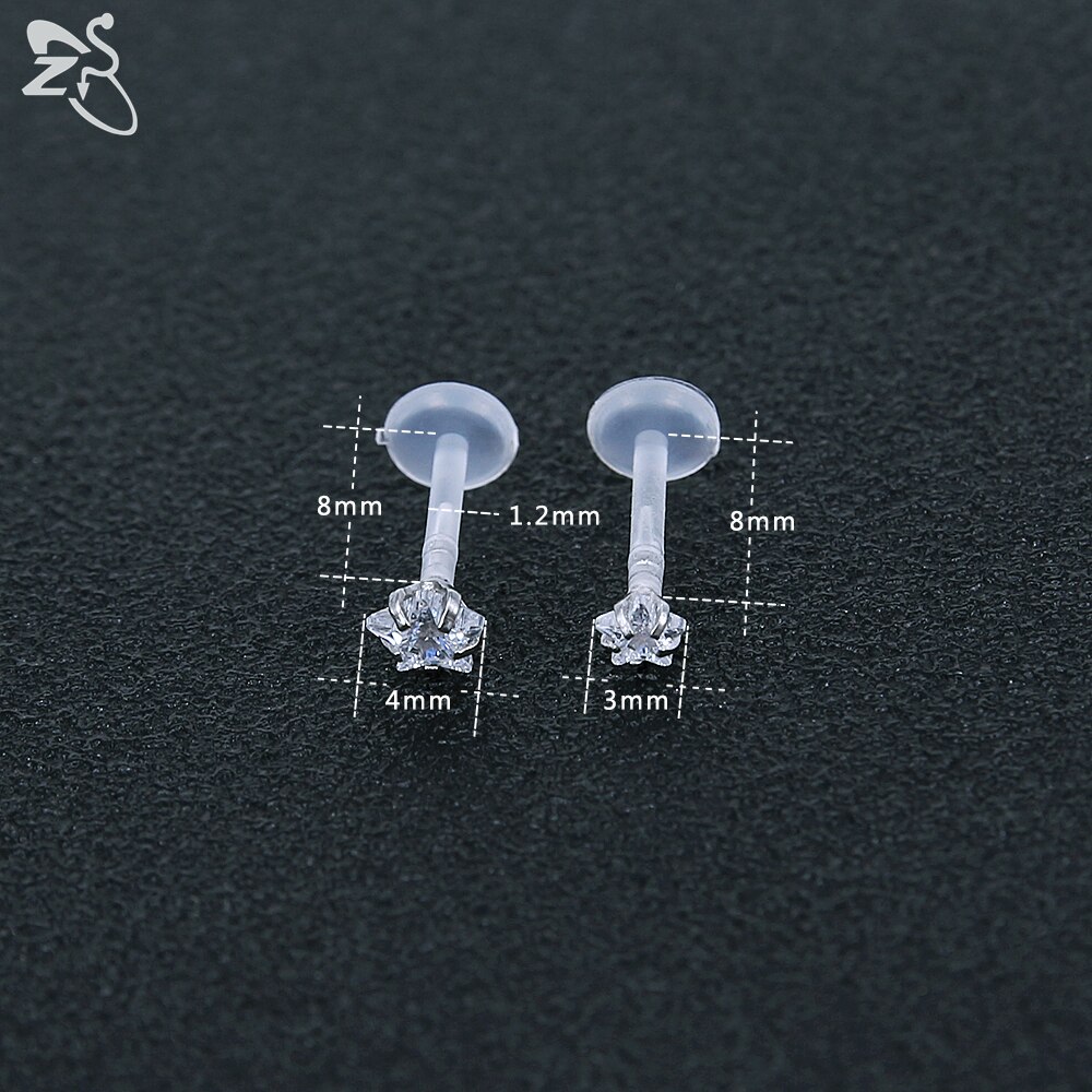 ZS 10-12 Teile/los 16G Klar Bioflex CZ Kristall Labret Monroe Lippen Ring einstellen Ohr Wendel Tragus Knorpel ohrring Zucht durchbohren Schmuck