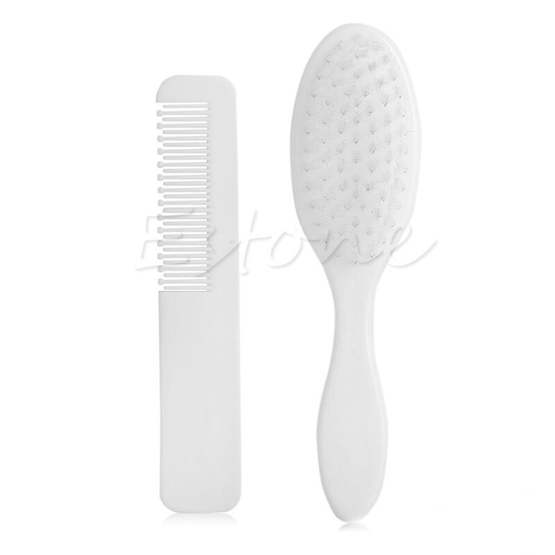 Baby Hair Brush & Comb Set in White Soft Gentle for Babies Toddlers Essentials L4MC