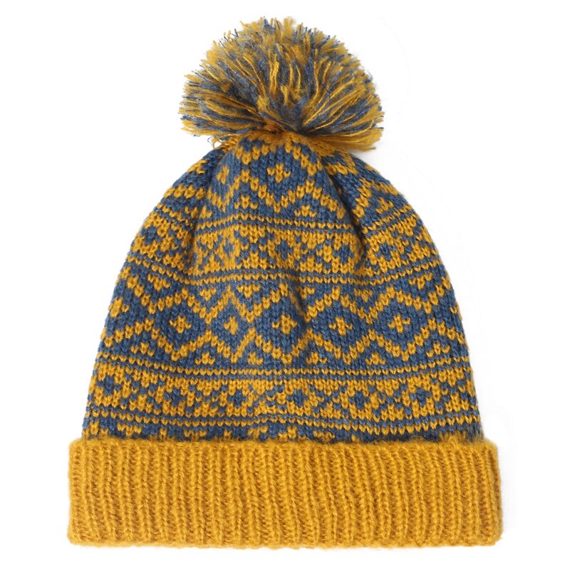 Damska czapka z dzianiny pomponowej, czapka zimowa, puszysta czapka z daszkiem na zewnątrz, naturalna bawełna z pomponem, czapka damska, wygodna elastyczna konstrukcja: imbir