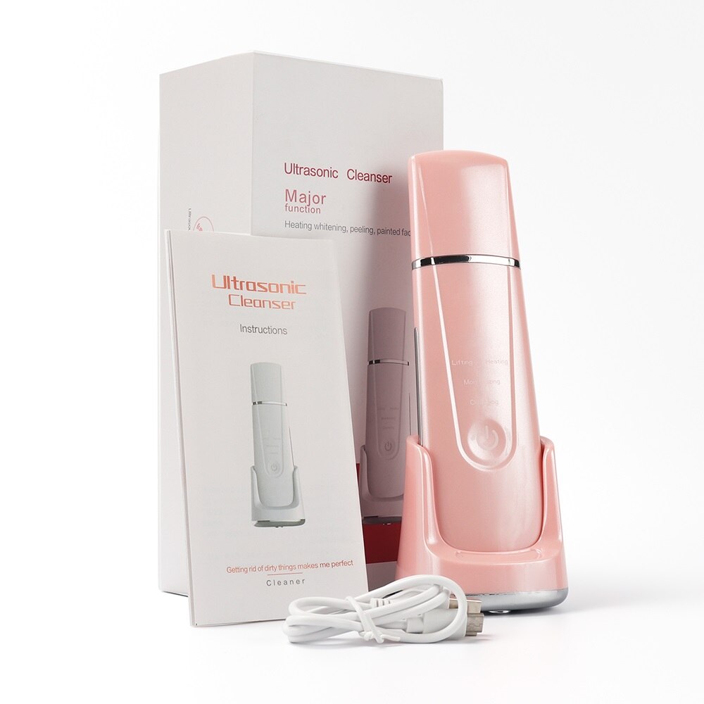 4 tryby ultradźwiękowy skruber skóry ems ogrzewanie twarzy dokładne czyszczenie peeling łopata skóra nawilżająca promuj wchłanianie odżywiania: różowy