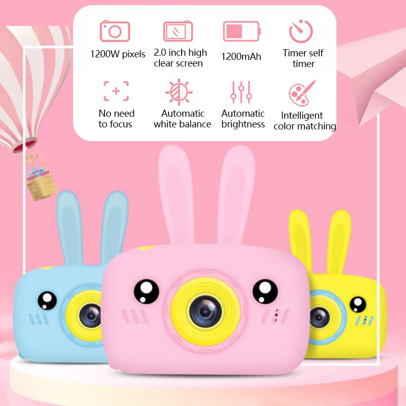 Kids Digital Camera - 1080P HD Video - Cartoon Toy Camera for Girls Boys - 2" Screen, 4-32GB Storage
