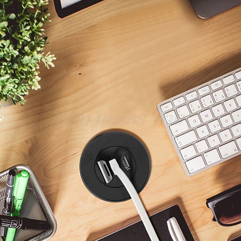 5cm gennemføring hul i skrivebord montering 3 porte usb 2.0 hub til bærbar pc computer