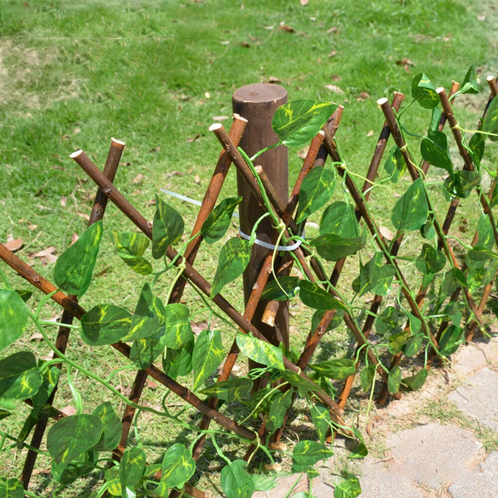 Artificial Garden Plant Fence Green Vine Simulation Plant Telescopic Fence Privacy Leaf Fence Fence For Outdoor GardenDecoration
