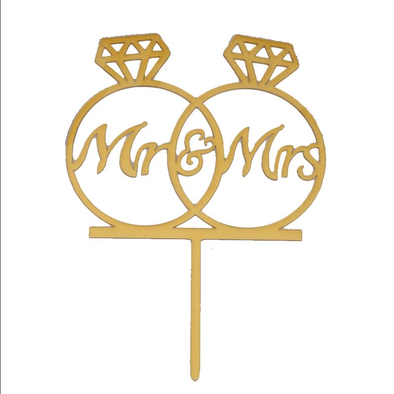 Wedding Cake Topper Acrylic Cupcake Topper Bride Groom Mr Mrs Wedding Decorations Mariage Anniversary Party Cake Top Flag Decor: picture show 10