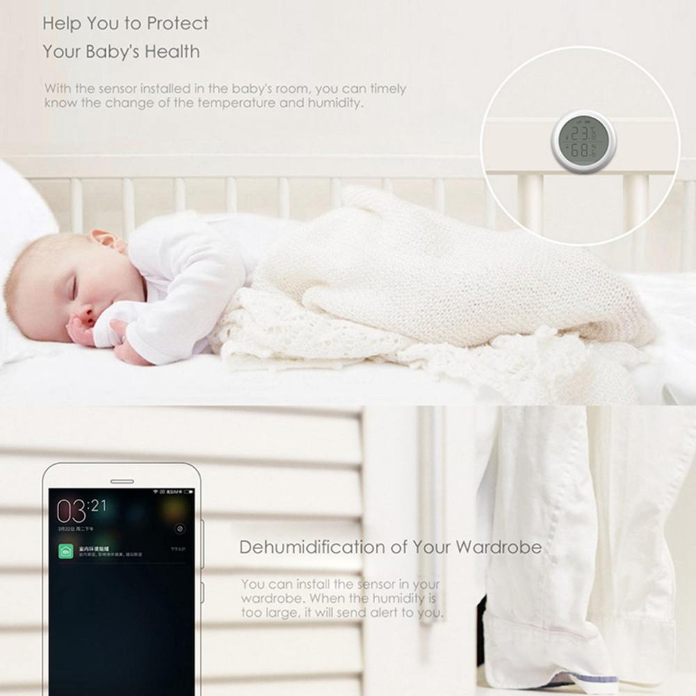 Angood zigbee-smart hem wifi trådlös temperatur värmedetektor app kontroll smart hem termometer temperatur fuktighetssensor