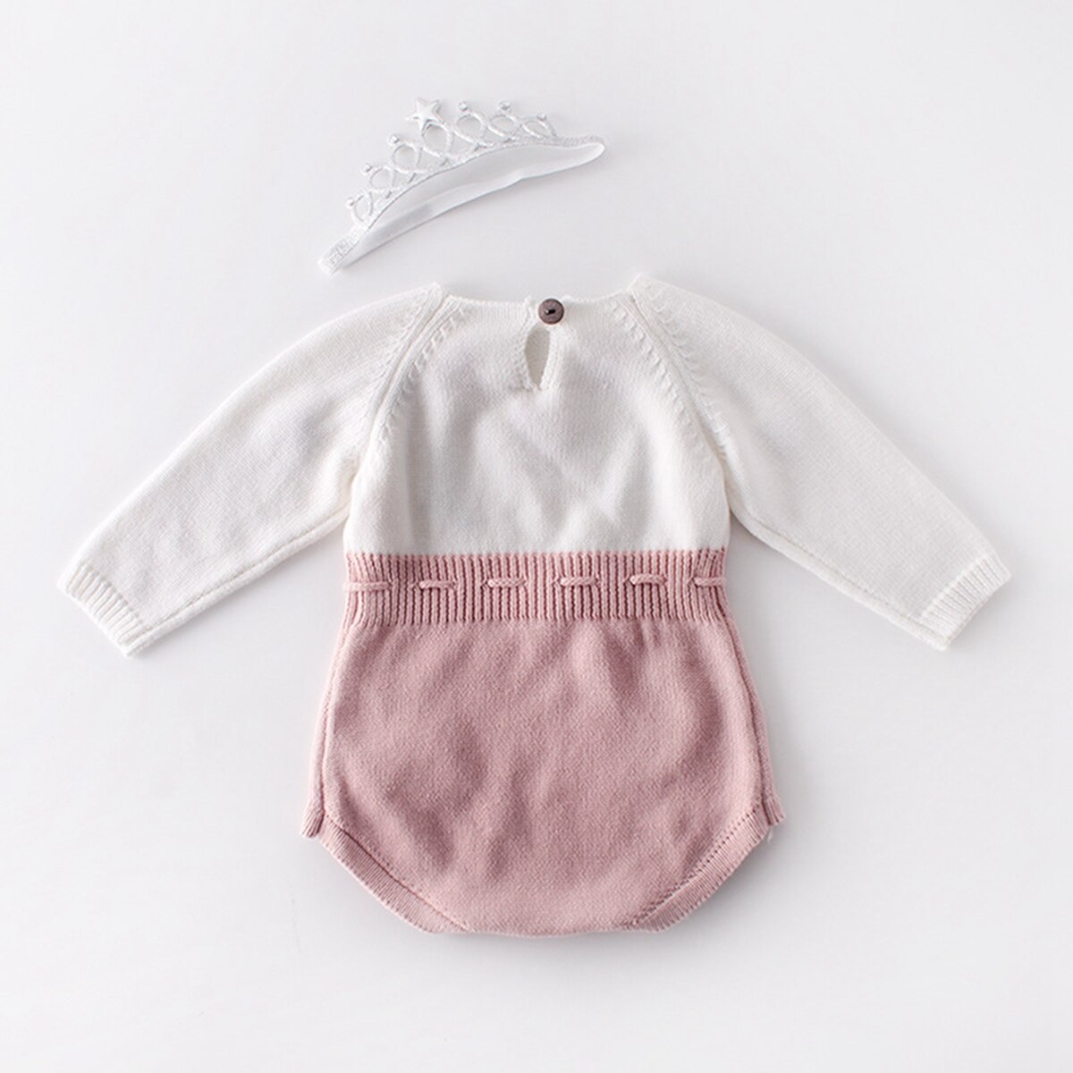 Baby drenge piger efterårs sweater blomster broderi rund hals lange ærmer strik jumpsuit body til baby