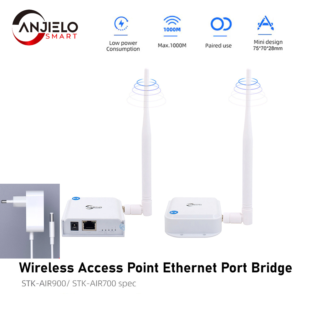 Kit de pont de Port de connecteur d'air Ethernet mural, Signal sans fil, longue Distance extérieure jusqu'à 1000 mètres, émetteur-récepteur: Beige