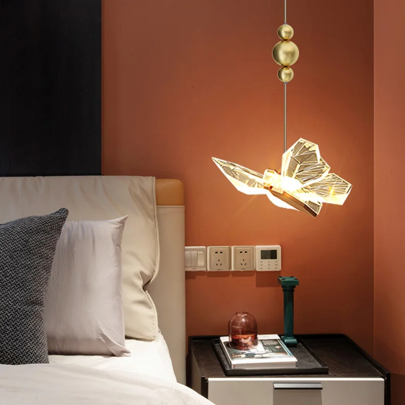 Lampy wiszące doprowadziło w kształcie motyli, oświetlenie wewnętrzne w stylu nordyckim robić domu, kuchni, salonu, sypialni, dekoracja nad sofę, lampa wisząca