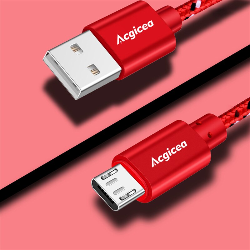 Micro USB Cable Fast Charging Cables for Samsung Xiaomi Android Smartphone Phone Charger Data Microusb Cable 1m 2m 3m Wire Cord: Red / 2m