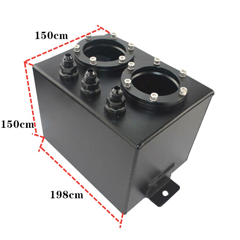 3L Billet Aluminium Fuel Surge Tank AN6 Universal Automobile High Performance Black XX-ZX038BK-3L