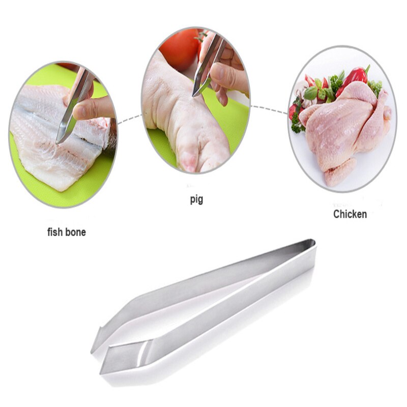 Stainless Steel Fish Bone Remover Tweezers Tongs Skin Remove Pliers Seafood Bbq Grill Tool Kitchen Cooking Salad Serving Gadgets