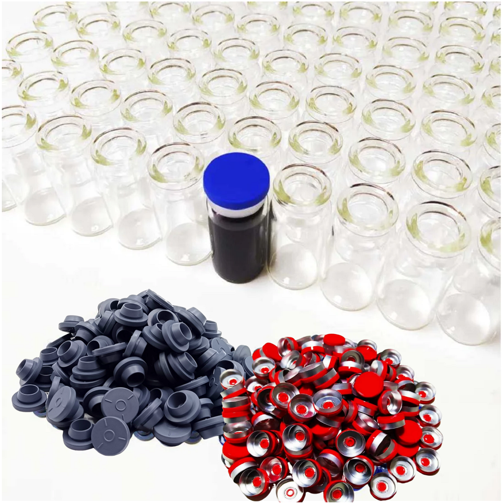100 pezzi 5ml fiale da laboratorio in vetro trasparente con tappi e tappo piccole bottiglie contenitori per liquidi per test sperimentali fiale da laboratorio trasparenti: Rosso