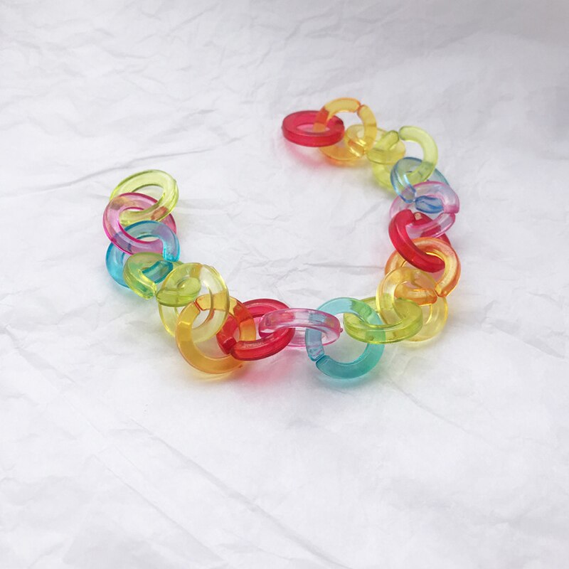 Funny Rainbow Colorful Chain Transparent Acrylic Bracelet For Women Men Bisexuals Geometric Couple Bracelet Gay Jewelry