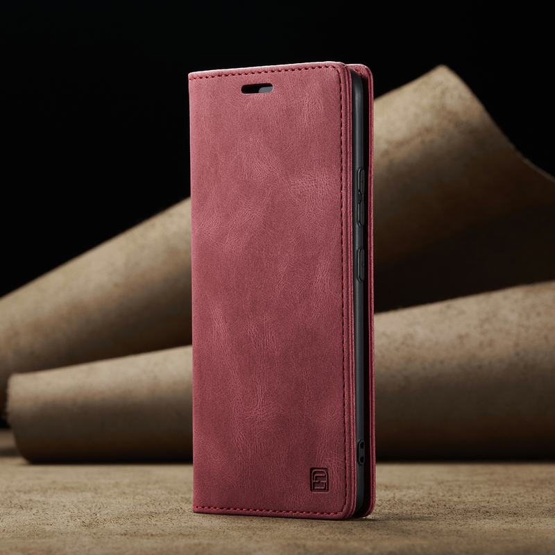 Funda de cuero para samsung Galaxy S22 Ultra Plus, carcasa trasera de silicona con tapa magnética, billetera de lujo para teléfono Samsung S 22 Plus: For Galaxy S22 / Wine Red