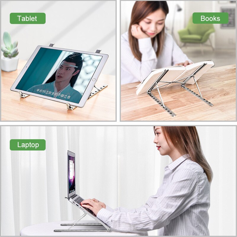 Soporte para portátil de aluminio soporte ajustable plegable soporte Base para portátil para Macbook Pro accesorios de soporte de refrigeración por aire