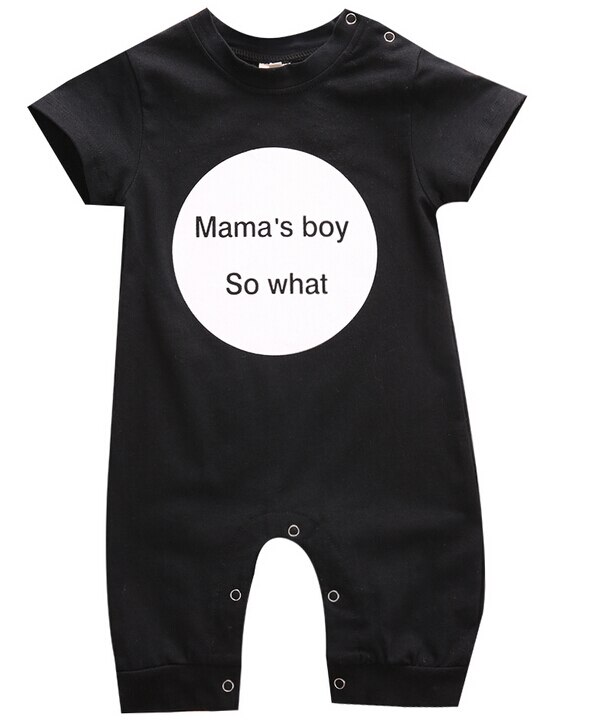 Neugeborene Jungen Mutter knapp Gedruckt Schwarz/Grau Strampler Gesamt Gesamt Outfits Kleidung 0-18M: 7-9 Monate / Schwarz