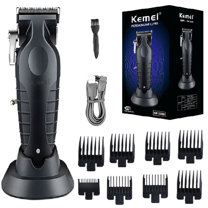 Kemei 2296 Barber Akku-Haarschneider 0 mm Zero Gapped Carving Clipper Detailer Professionelle elektrische Finish-Schneidemaschine: green