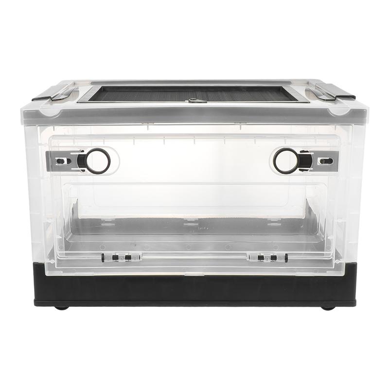 1 Set Transparent Plastic Hamster House Large Reptile Terrarium Box Foldable Hamster Cage Breeding Box For Cold Blood Animals: Black