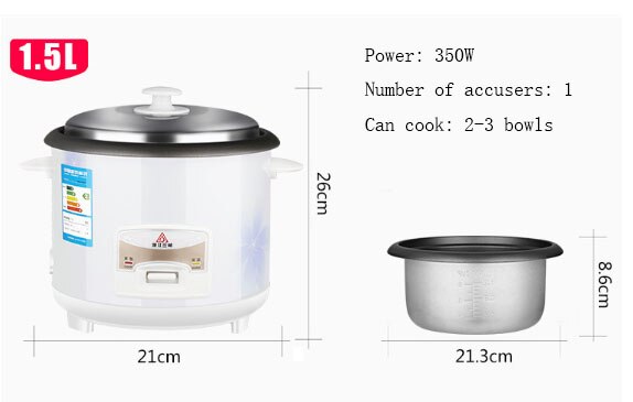 Electric rice cooker 1.5l 2L3L4L 5L 6L kitchen appliance mini student dormitory soup and porridge cooker: 1.5L