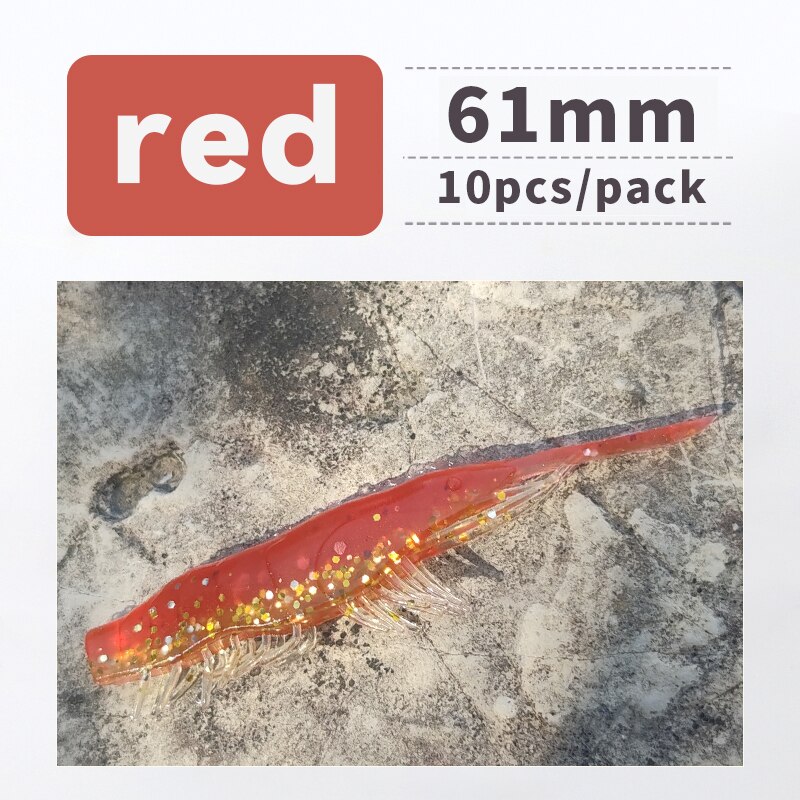 ANKIKEDI-Señuelo de Pesca de Silicona Blanda Similar a una Gamba, Cebo para Pescar Lubina, Carpa o Lucio, Ideal para Usar desde Roca: Red