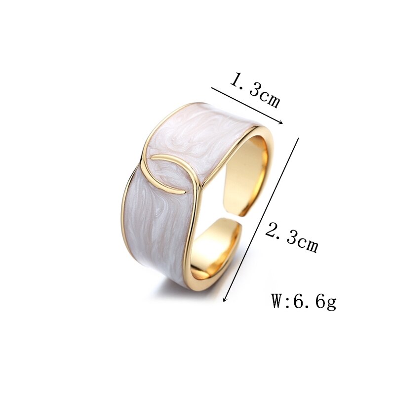 Anello regolabile aperto a croce con smalto bianco a faccia larga europea per donna Ins anello da dito geometrico di dimensioni libere gioielli da sposa per feste
