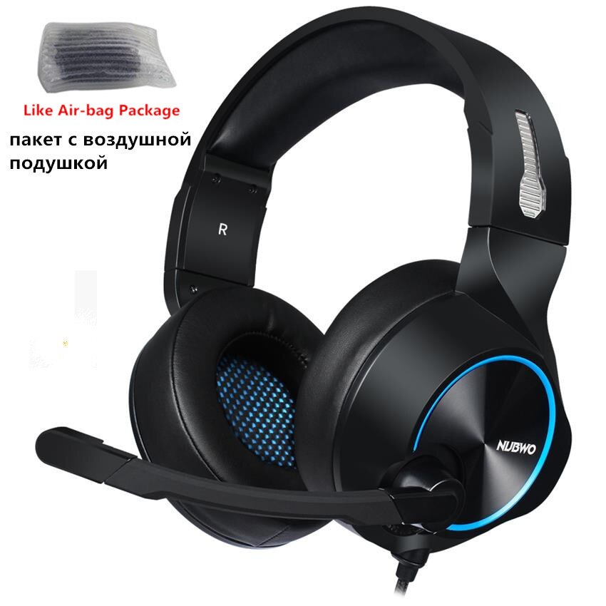 Xiberia Nubwo Brand N11 PC Gamer Headset USB 7.1 Channel Sound Bass Casque Computer Gaming Headphones with Microphones Led Light: Blue Air-bag box