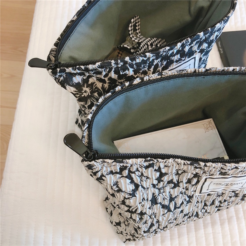 Estuche de tela de algodón con estampado Floral para mujer y niña, neceser grande de almacenamiento para cosméticos, organizador de maquillaje, neceser de viaje, 1 unidad,organizador brochas maquillaje ,estuche lápices