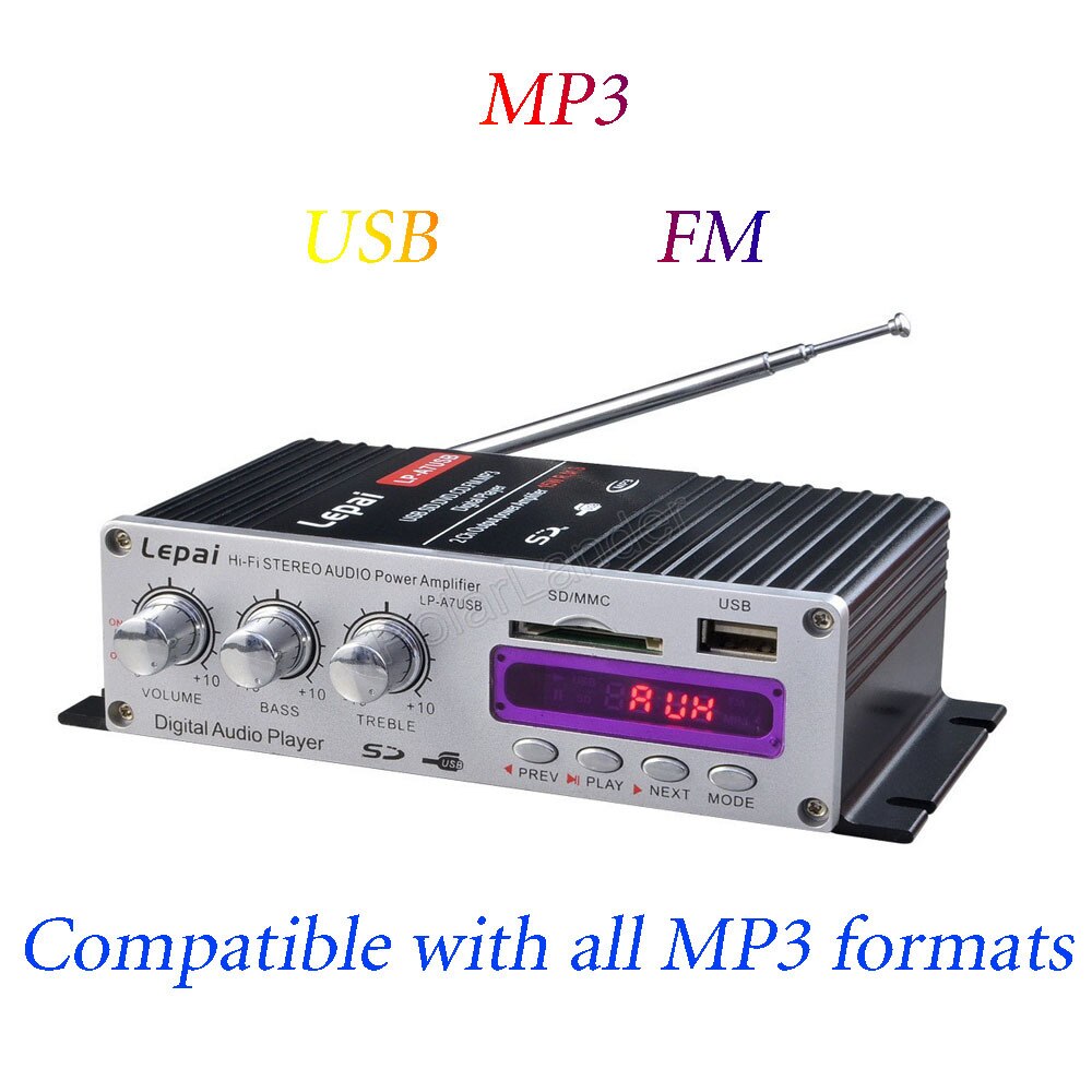 LP-A7 USB mini car amplifier MP3 player Car amplifier motorcycle power amplifier Mini USB SD DVD CD FM MP3 +Remote Controller